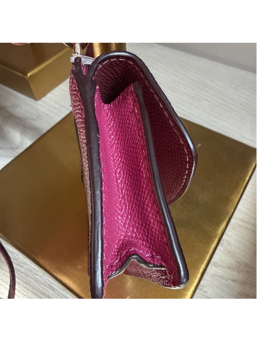 Coach Flap Leather Card Case On Lanyard C5611 (Bright Violet) New Gold Hardware - Picture 8 of 8